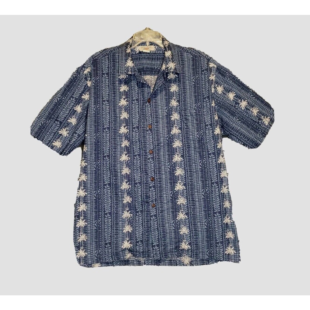 Vintage Single Stitch Pacific Legend Blue Palm Button Up Hawaiian Shirt Men 2XL